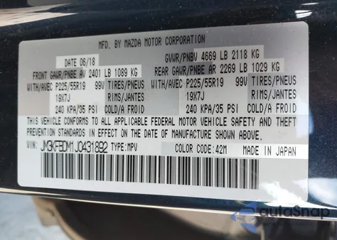 2018 Mazda Cx-5 Grand Touring z USA, uszkodzony, nr VIN JM3KFBDM1J0431892